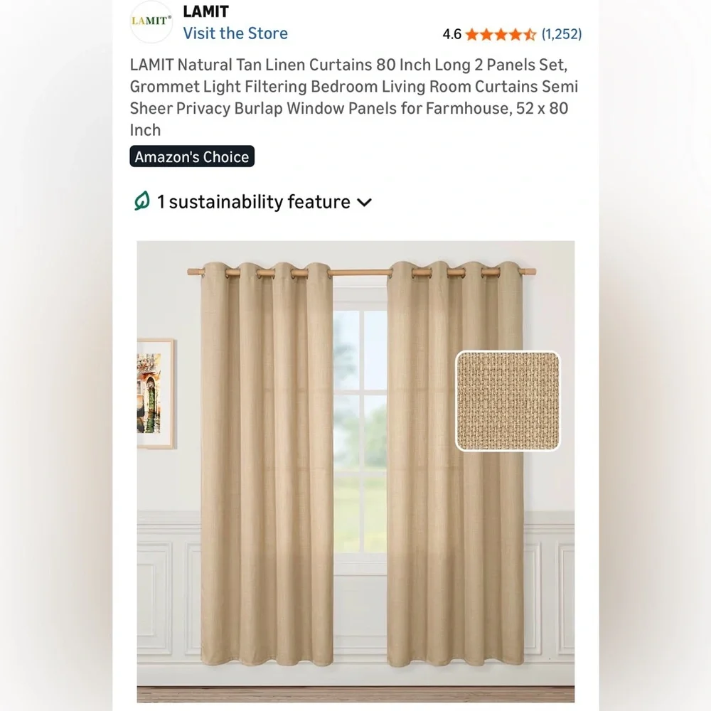 Lamit (Amazon) Natural Tan Drapes 2 panels